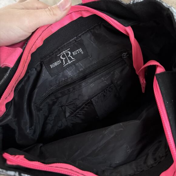 Robin Ruth New York Statue of Liberty Tote Bag Pink & Black Zip Top - Picture 4 of 5